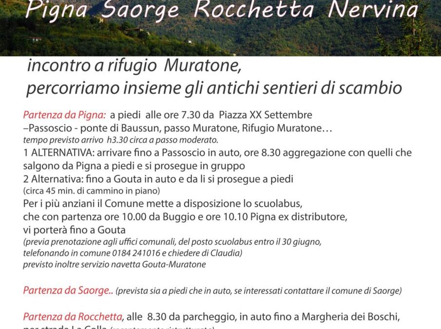4 luglio – Pigna/Rocchetta Nervina: 3 Comuni 2 Nazioni 1 sola Montagna