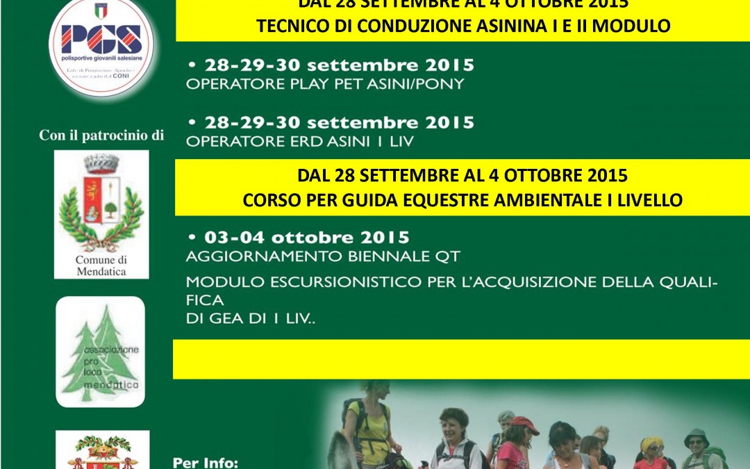 28 settembre-4 ottobre – Corsi di formazione a Mendatica