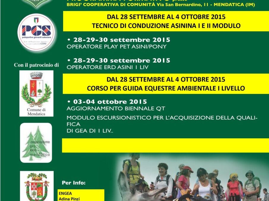 28 settembre-4 ottobre – Corsi di formazione a Mendatica