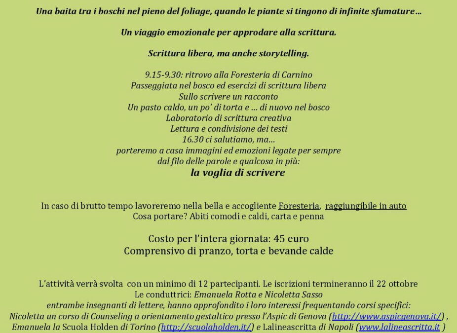 25 ottobre – Scrittura emotiva nel foliage