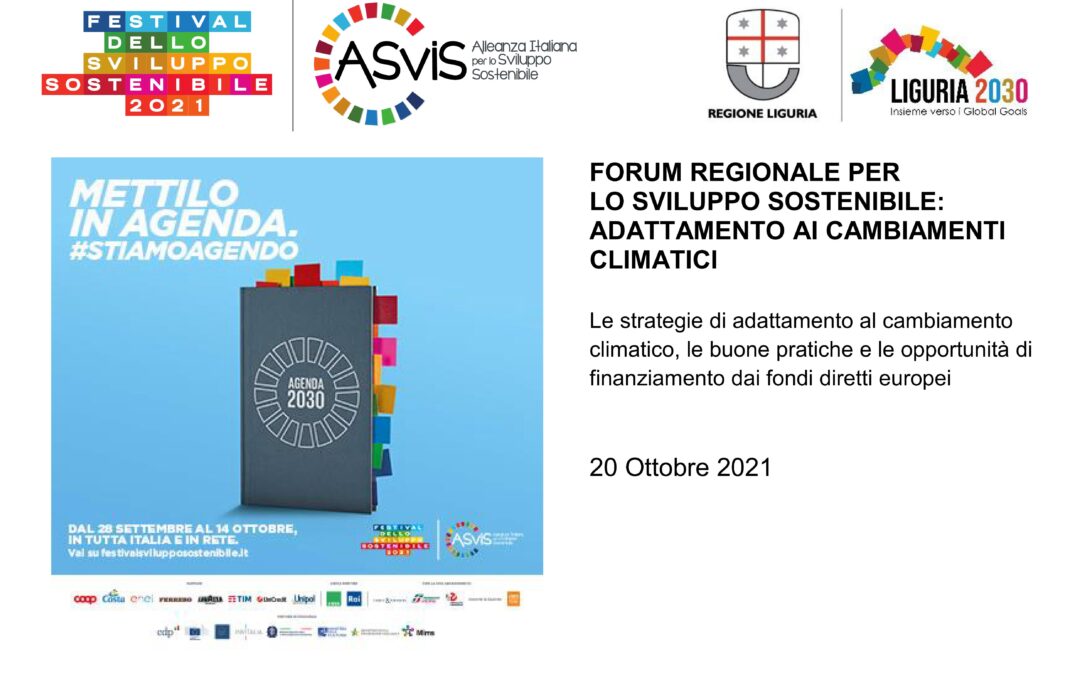 20 ottobre – Forum regionale Sviluppo Sostenibile: adattamento ai cambiamenti climatici
