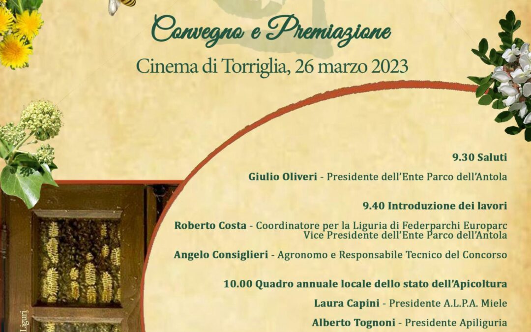 Concorso Mieli dei Parchi della Liguria 2022 – Domenica 26 marzo convegno finale e premiazione