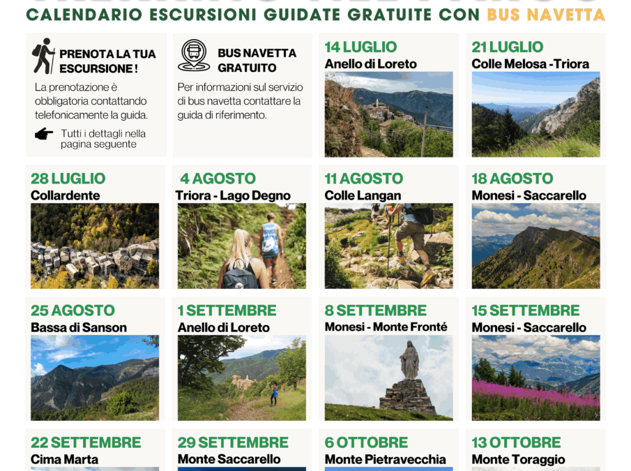 Nuovo calendario di escursioni gratuite con navetta – Domenica 14 luglio l’anello di Loreto