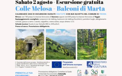 Escursione gratuita con navetta – Sabato 2 agosto Colle Melosa-Balconi di Marta