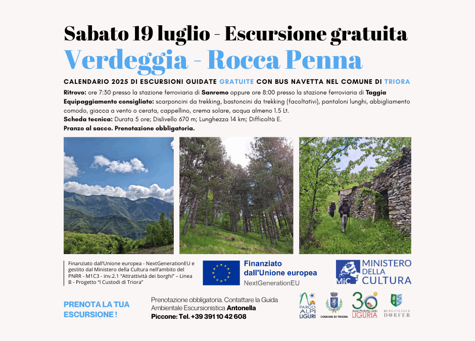 Escursione gratuita con navetta – Sabato 19 luglio Verdeggia – Rocca Penna