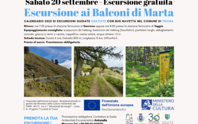 Escursione gratuita con navetta – Sabato 20 settembre Balconi di Marta