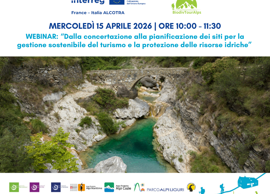 Acqua e turismo sostenibile: mercoledì 15 aprile un webinar a cura del Parco delle Alpi Liguri