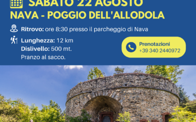 Sabato 22 agosto – Escursione gratuita Nava-Poggio dell’Allodola